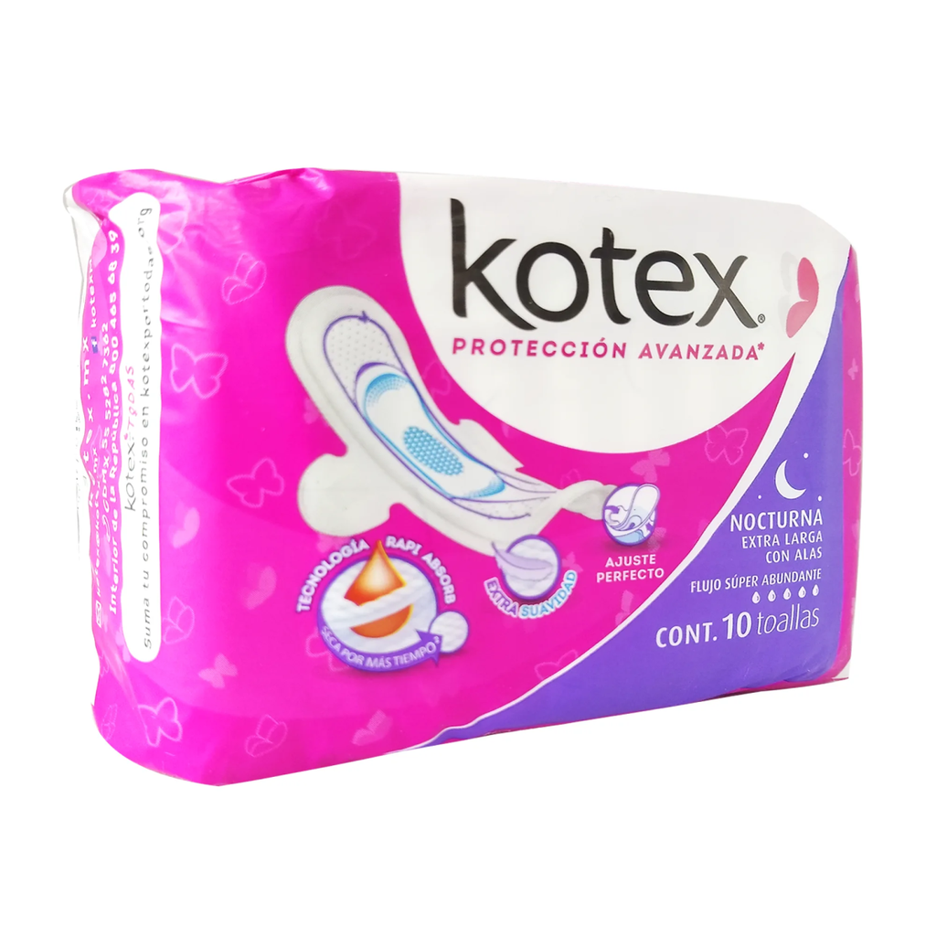 KOTEX NOCTURNA CON ALAS - 10 Toallas Sanitarias