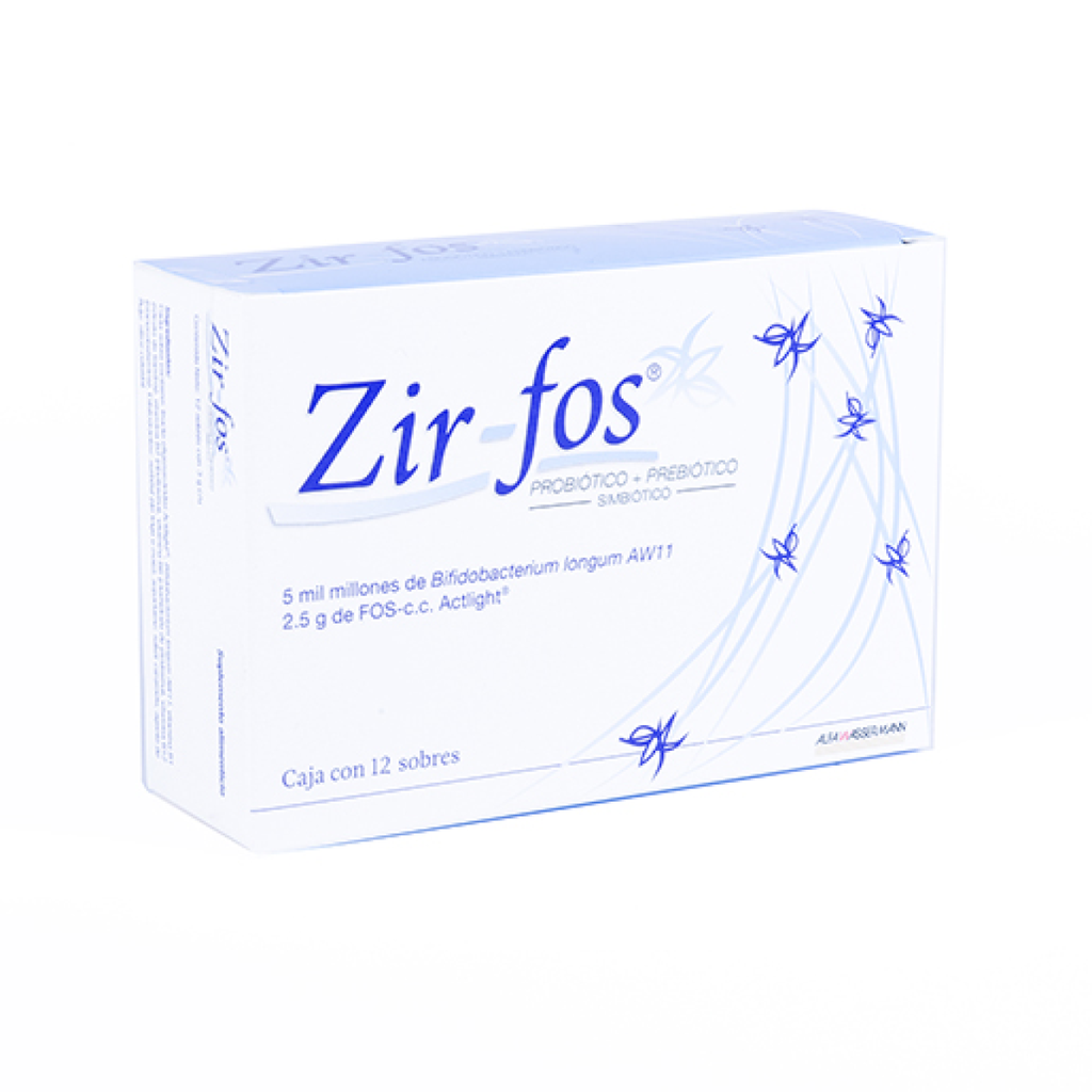 ZIR-FOS SIMBIÓTICO (PROBIÓTICOS+PREBIÓTICOS) 5,000 Billones 12 Sobre(s)