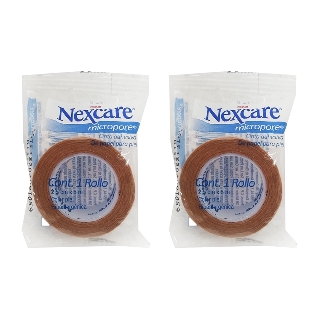NEXCARE MICROPORE PIEL DOS PZS DE 2.5CM X 5M C/U 2.5cm X 5m 2 Piezas