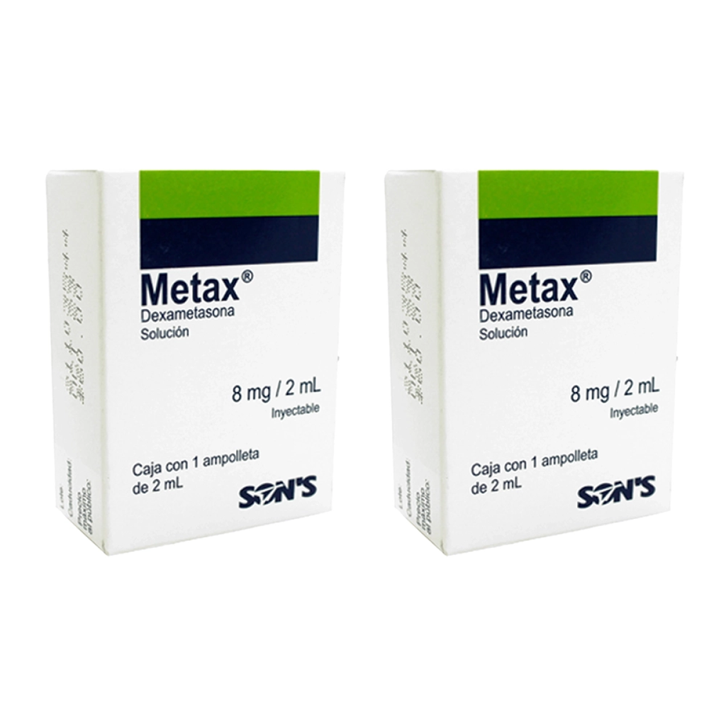 METAX 8 MG DOS AMPOLLETAS DE 2 ML C/U 8 mg/ 2 ml 2 Ampolletas
