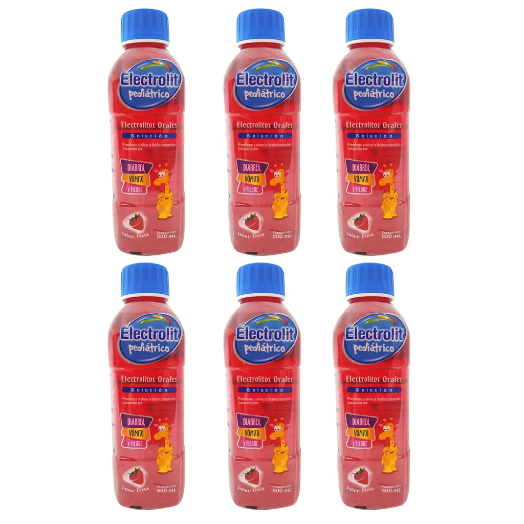 ELECTROLIT FRESA PED SEIS PZS CON 500 ML C/U - 6 Piezas