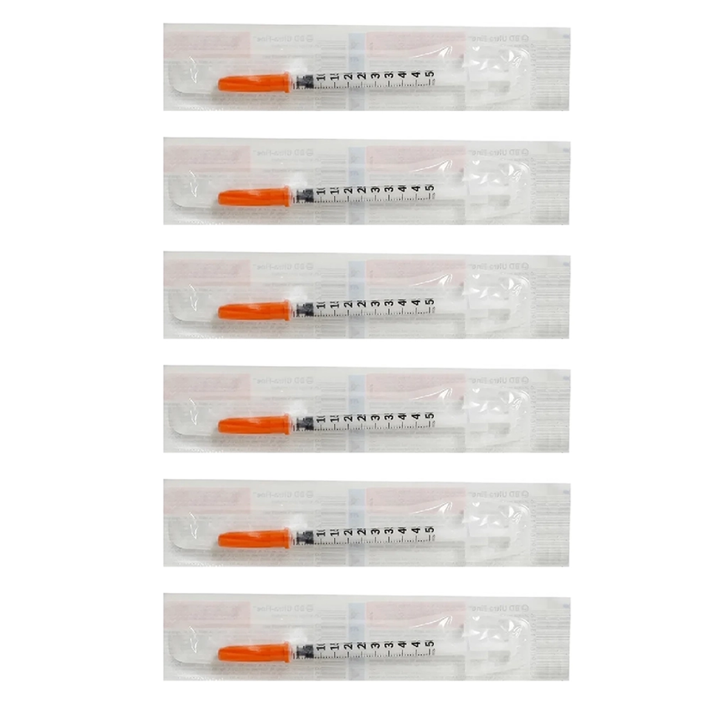 JERINGA P/INSULINA ULTRAFINA 6 PZS DE 31g X 8m C/U 0.5 ml 30 g X 8 mm 6 Piezas