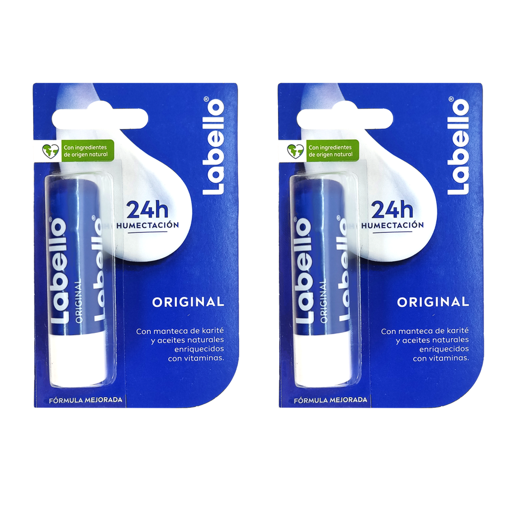 Labello Bálsamo Para Labios Original 24hr Humentación Pack 2 