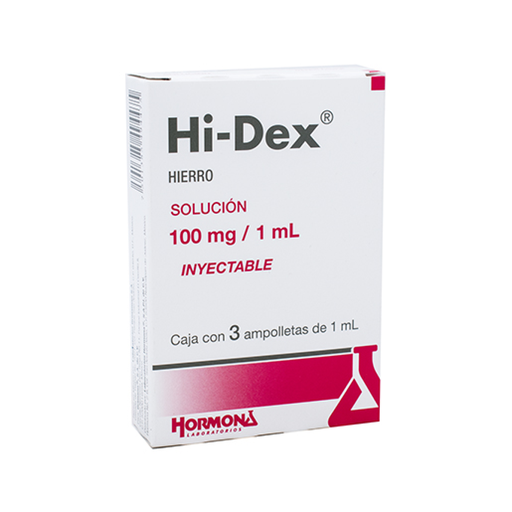 HI-DEX 100 mg 3 Ampolleta