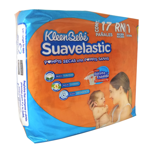 KLEEN BEBE SUAVELASTIC MAX RN RECIEN NACIDO 17 Pañales