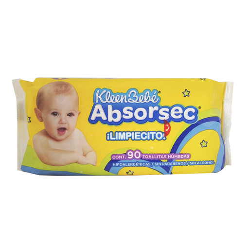 TOALLITAS KLEEN BEBE ABSORSEC CON 90 PZS - 1 Pieza