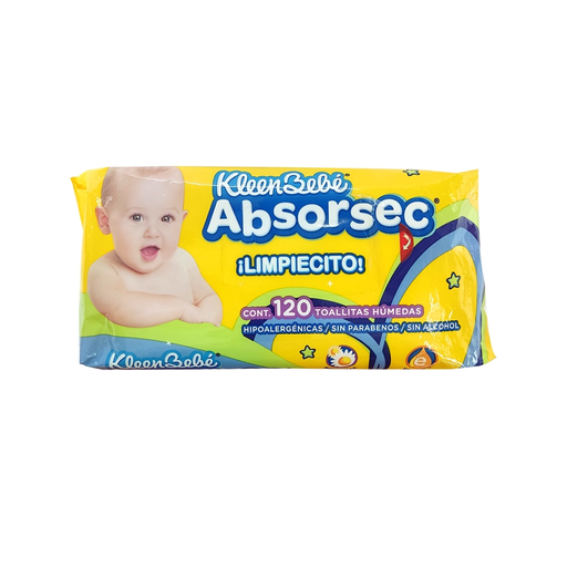 TOALLITAS KLEEN BEBE ABSORSEC - 120 Toallitas Húmedas
