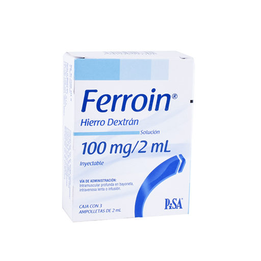 FERROIN 100 mg 3 Ampolleta