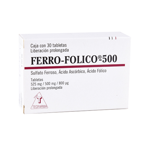 FERRO-FOLICO 525/500 mg/800 mcg 30 Tableta(s)