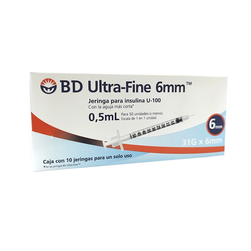 JGA DESCH P/INSULINA ULTRA FINA 0.5 ml 31 g X 6 mm 10 Jeringa