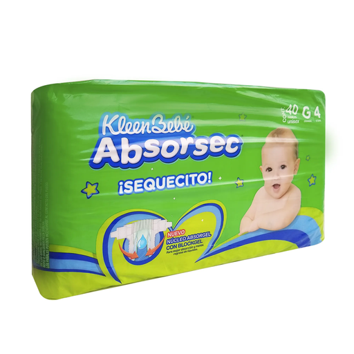 KLEEN BEBE ABSORSEC ULTRA GDE GRANDE 40 Pañales