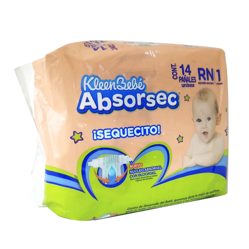 KLEEN BEBE ABSORSEC ULT RN RECIEN NACIDO 14 Pañales