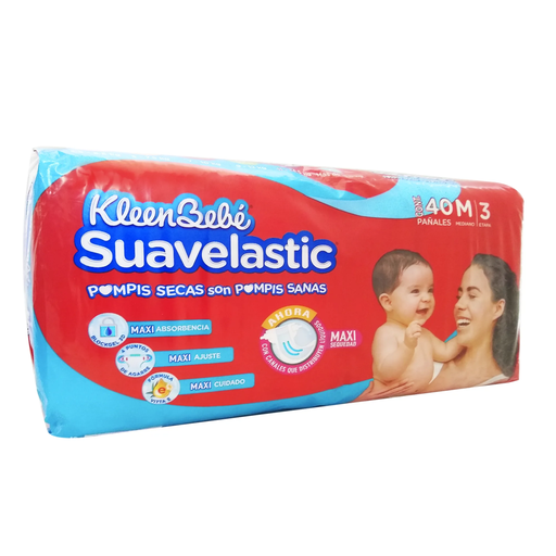 KLEEN BEBE SUAVELASTIC MAX MED E3 MEDIANO 40 Pañales