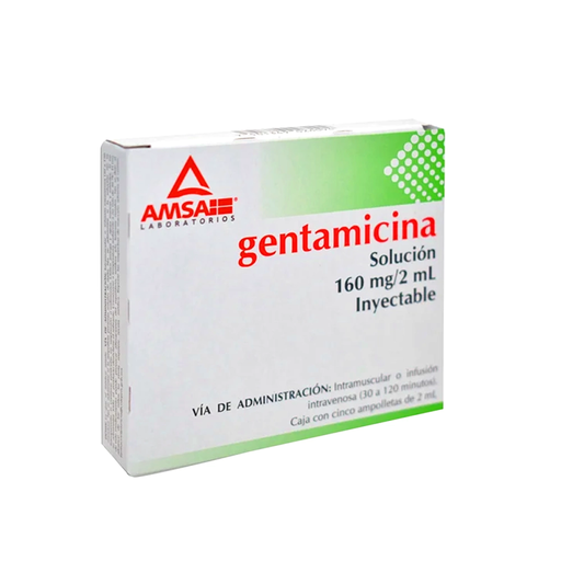 GENTAMICINA 160 mg 5 Ampolleta