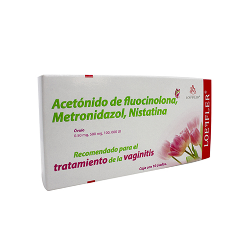 ACETONIDO DE FLUOCINOLONA - METRONIDAZOL - NISTATINA 0.50/500 mg/100000 UI 10 Óvulo