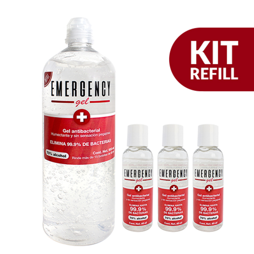 KIT EMERGENCY GEL 950 ml + 3 DE 60 ml NULL 1130 Mililitros
