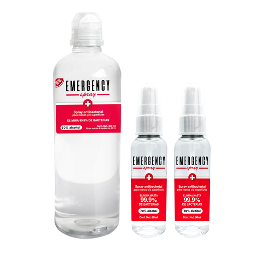 EMERGENCY SPRAY 1 PZ 500 ML + 2 PZS DE 60 ML 620 Mililitros