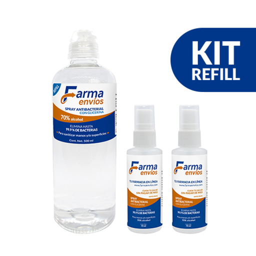 KIT FARMAENVIOS SPRAY 500 ml + 2 DE 70 ml - 620 Mililitros
