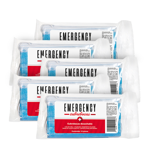 EMERGENCY 5 PAQ. DE 10 PZS - 50 Cubrebocas