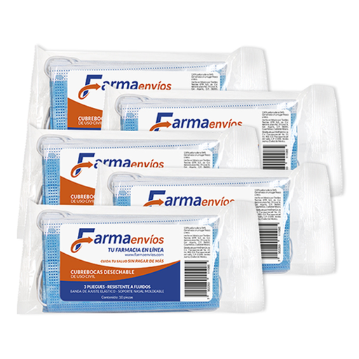 FARMAENVIOS 5 PAQ. DE 10 PZS - 50 Cubrebocas