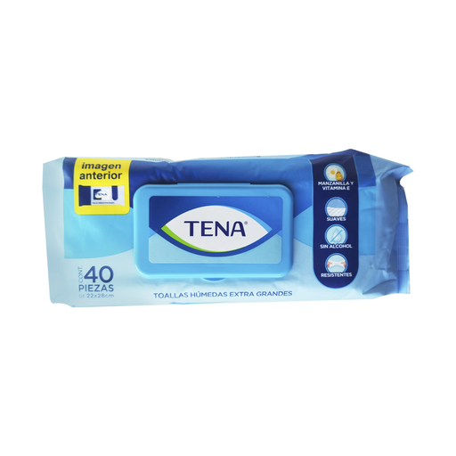 TENA TOALLAS HUMEDAS GRANDE 40 Piezas