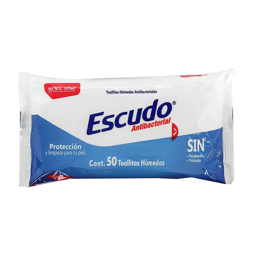 TOALLAS HUMEDAS ESCUDO ANTIBACTERIAL 50 PIEZAS - 50 Toallitas Húmedas