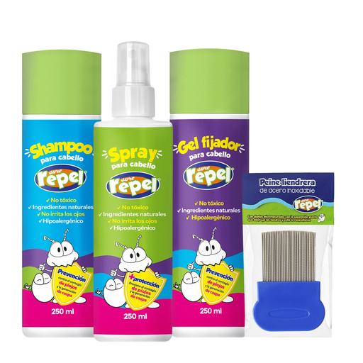 KIT SURE REPEL 1 SHAMPOO + 1 GEL + 1 SPRAY + 1 PEINE - 1 Kit
