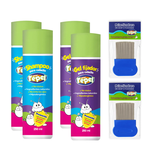 KIT SURE REPEL 2 SHAMPOO + 2 GEL + 2 PEINES - 1 Kit