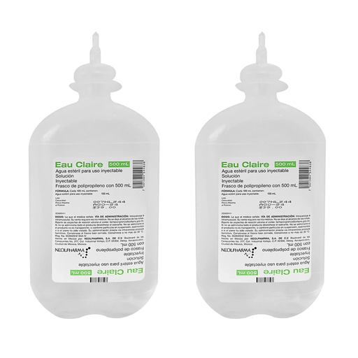 AGUA INYECTABLE DOS PZS DE 500 ML C/U - 1000 Mililitros