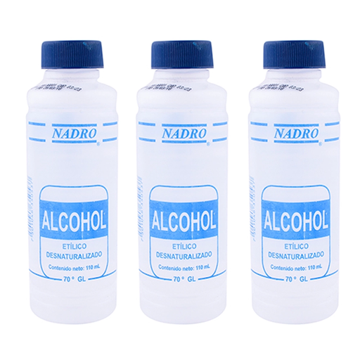 ALCOHOL NADRO TRES PZS DE 110 ML C/U - 330 Mililitros