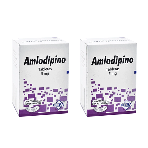 AMLODIPINO 5 MG DOS CAJAS CON 30 TABS C/U 5 mg 60 Tableta(s)