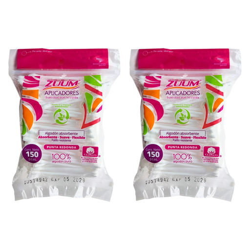 APLICADORES ZUUM DOS PAQ CON 150 PZS C/U - 300 Piezas