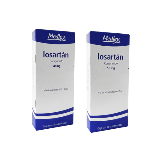 LOSARTAN 50 MG DOS CAJAS CON 30 COMP C/U 50 mg 2 Cajas