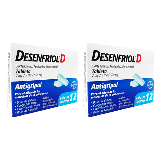 DESENFRIOL-D DOS CAJ C/12 TABS C/U 2/5/500 mg 24 Tableta(s)