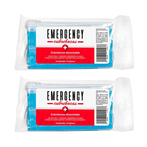 CUBREBOCAS EMERGENCY 20 PZS - 20 Piezas