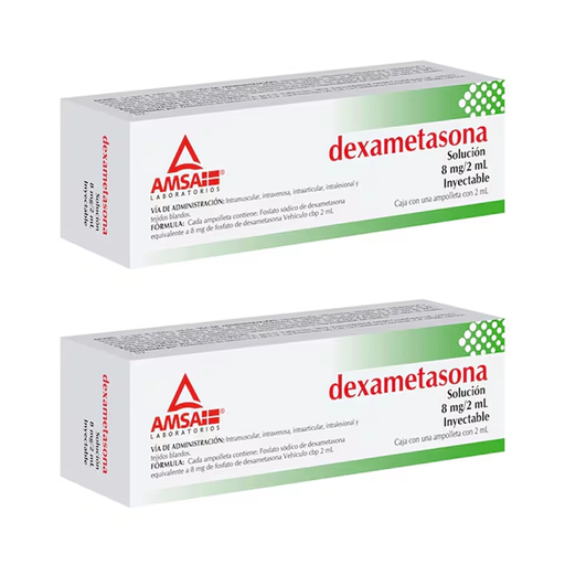 DEXAMETASONA 8 MG DOS AMPOLLETAS DE 2 ML C/U 8 mg 2 Ampolletas