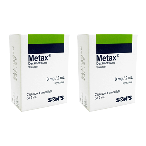 METAX 8 MG DOS AMPOLLETAS DE 2 ML C/U 8 mg/ 2 ml 2 Ampolletas