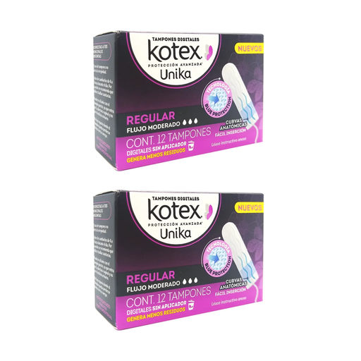 TAMPONES KOTEX UNICA DOS CAJAS CON 12 PZS C/U - 2 Piezas