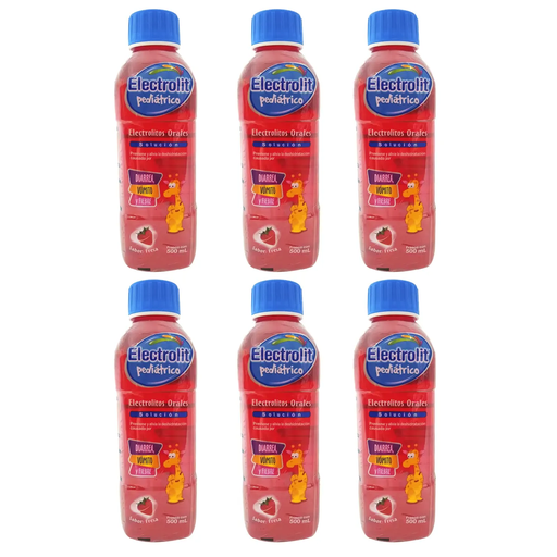ELECTROLIT FRESA PED SEIS PZS CON 500 ML C/U - 6 Piezas