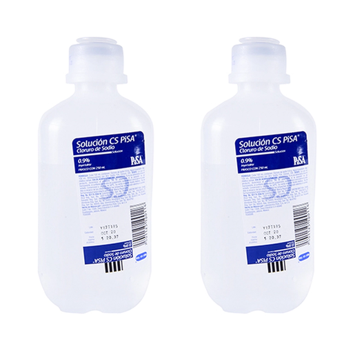 CLORURO DE SODIO 0.9% DOS PZS CON 250 ML C/U 0.9 mg 2 Piezas