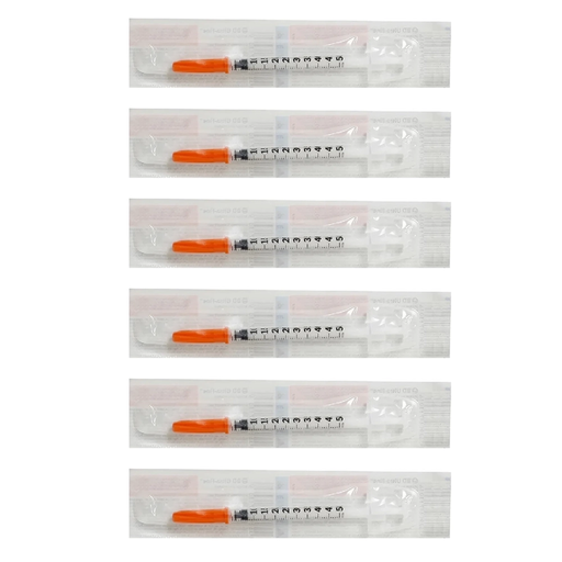 JERINGA P/INSULINA ULTRAFINA 6 PZS DE 31g X 8m C/U 0.5 ml 30 g X 8 mm 6 Piezas