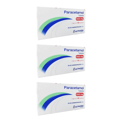 PARACETAMOL 500 MG TRES CAJAS CON 10 TABS C/U 500 mg 30 Tableta(s)
