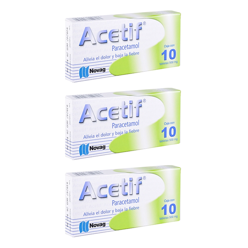 ACETIF 500 MG TRES CAJAS CON 10 TABS C/U 500 mg 30 Tableta(s)