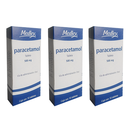 PARACETAMOL 500 MG TRES CAJAS CON 10 TABS C/U 500 mg 30 Tableta(s)