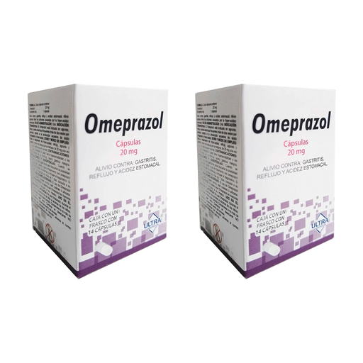 OMEPRAZOL 20 MG DOS CAJAS CON 14 CAPS C/U 20 mg 28 Cápsula(s)
