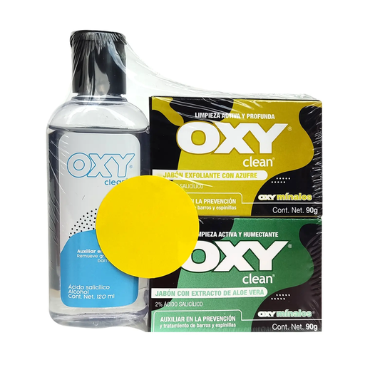 KIT OXY LOCION + JABON AZUFRE + JABON ALOE VERA - 1 Kit