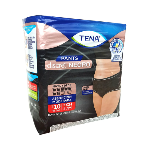 TENA PANTS DISCRET NEDRO CH/M 10 Piezas