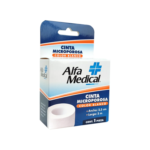 CINTA MICROPOROSA COLOR BLANCO 2.5cm X 5m 1 Pieza