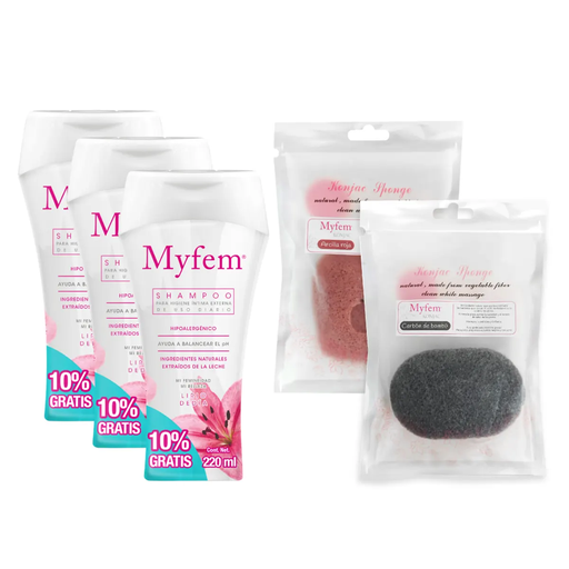 KIT MYFEM 3 SHAMPOO + 2 ESPONJAS KONJAC - 1 Kit