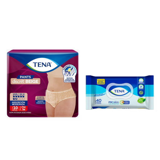 Kit Tena Chico Pants Discret Beige + Toallas Húmedas